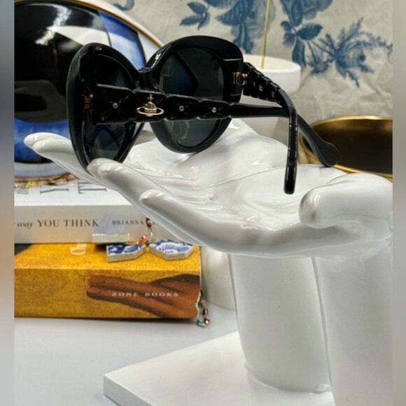 🆕 VIVIENNE WESTWOOD 🧿NWOT VW805 03  Black Glitter Acetate Cat Eye Sunglasses - Picture 14 of 15